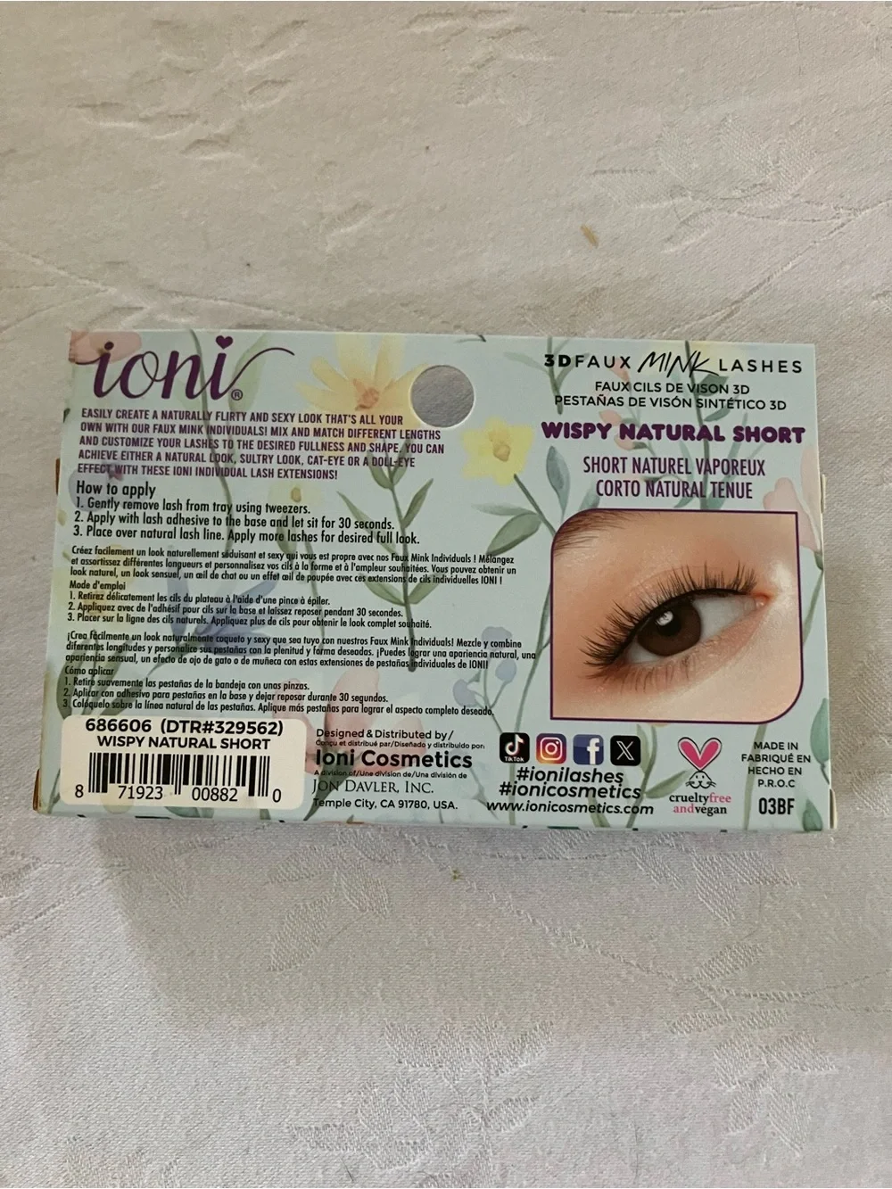 Ioni Wispy Natural Short Individual Lashes - Black (16 Pack)